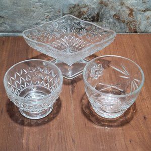 Clear Glass Trinket Dish Candy Dish Dessert Bowl Set of 3